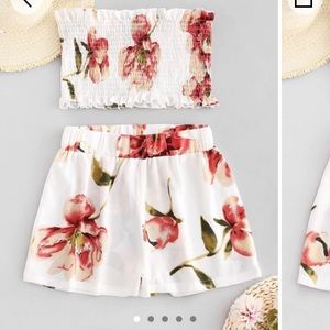 Floral bandeau top & shorts set